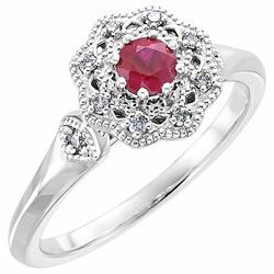 Ruby & Diamond Halo-Style Ring alebo neosadený